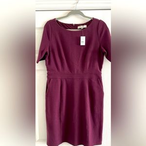LOFT. Size 10. Purple sheath dress. Zipper back.